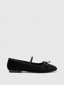 CUCCOO BIZCHIC Women's Casual Solid Color Bow Decor Versatile Flat Loafers For Christmas - Black - View 8