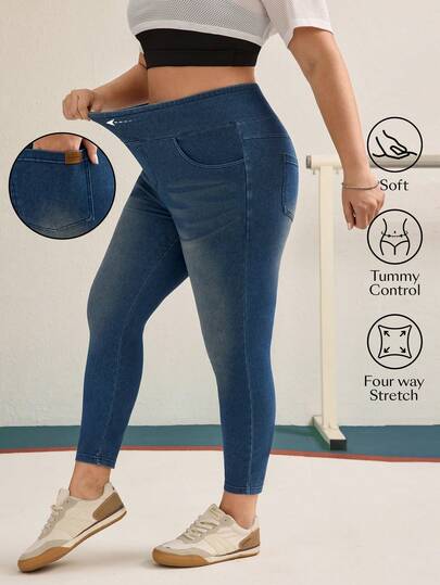 Flexra 大码女式轻盈运动牛仔紧身裤