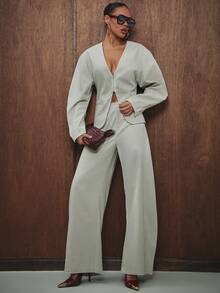 Hauture Women's Tailored Pin Stripe Barrel Leg Trouser - Brown - View 6