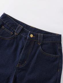 GlowEve Women's Elegant Loose Casual Contrast Color Embroidered Straight Leg Pants - Blue - View 3