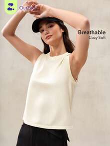 OutZeal 女士运动背心 日常健身服 柔软莫代尔混纺弹力弧形下摆