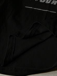 SWAVVY Men's Knit Casual Daily Young English Print Patchwork Loose Long Sleeve T-Shirt Knit Long Sleeve Tee Black And Grey Graphic Tee Mens Long Sleeve T-Shirt - Black - View 3