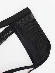 DrisQ 1 Stück schwarze Spitzenborte Mesh atmungsaktive Mitteltaille Tanga Slips, sexy und verlockend für Herren