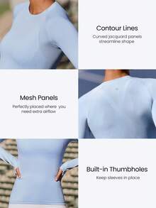 GLOWMODE Seamless Slimfit Long Sleeve Top Hip Length Antibacterial Lightweight Summer