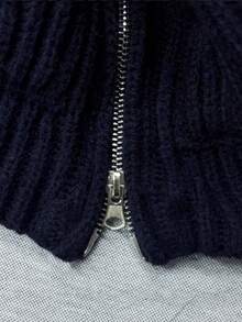 Airaco Fashionable Comfortable Casual Zip-Up Hooded Men's Long Sleeve Cardigan - Navy Blue - View 3