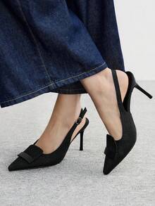 CUCCOO BIZCHIC Commuting Casual Minimalist Closed Toe Thin Heel Women Pumps For Christmas - Black - View 10