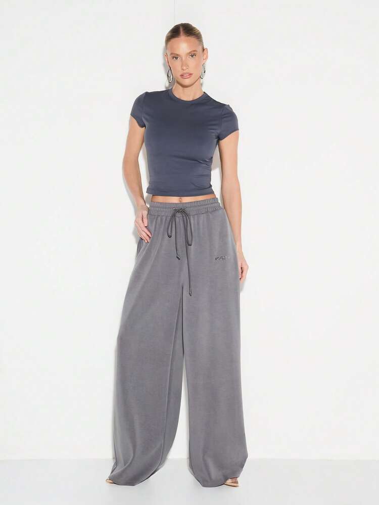 KIZN Pantalon de survêtement à jambes larges avec cordon de serrage et poches latérales