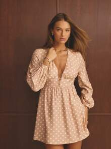 Aralina Vestido mini de salida, de país, de concierto, con botones delanteros a cuadros de estilo boho, para otoño e invierno - Caqui - Ver 3