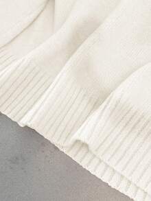 GlowEve CURVE Plus Size Casual Solid Color Long Sleeve Knit Sweater Top - White - View 7