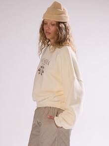 MUSERA Logo Embroidered  Sweatshirt Cute Going Out Daily  Spring Summer - Cream - View 3