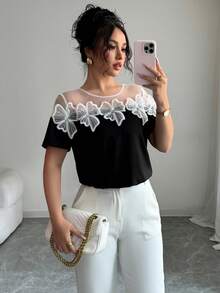 SHEIN Clasi シンプルで洗練された丸首半袖Tシャツ、夏にぴったり - ブラック - チェックする 6