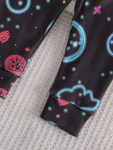 2pcs Infant/Toddler Boys' Apricot Minimalist Basketball Graphic Print Long Sleeve Top And Leggings Pajama Set Toddler Glow In The Dark Pjs Snug Fit - Grey - View 6