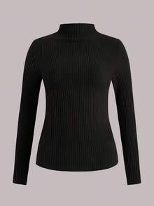 SHEIN LUNE Bộ 3 áo thun cổ cao màu trơn, ôm sát, mềm mại, thoải mái, thích hợp mặc mùa thu/đông, kiểu dáng thường ngày. - màu xanh lá - Xem 5