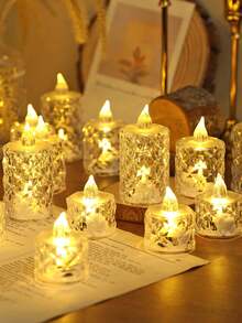 12/24pcs Crystal Diamond Shaped LED Candle Light,Battery Powered Flameless Candle Light, LED Decorative Tea Candle Light With Battery,Ideal For Wedding, Dining Table, Festival Decoration,Parties Desktop Decoration Candles - warm light - View 9