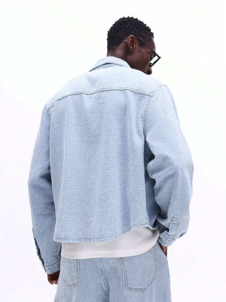 Textured Denim Button Down Shirt