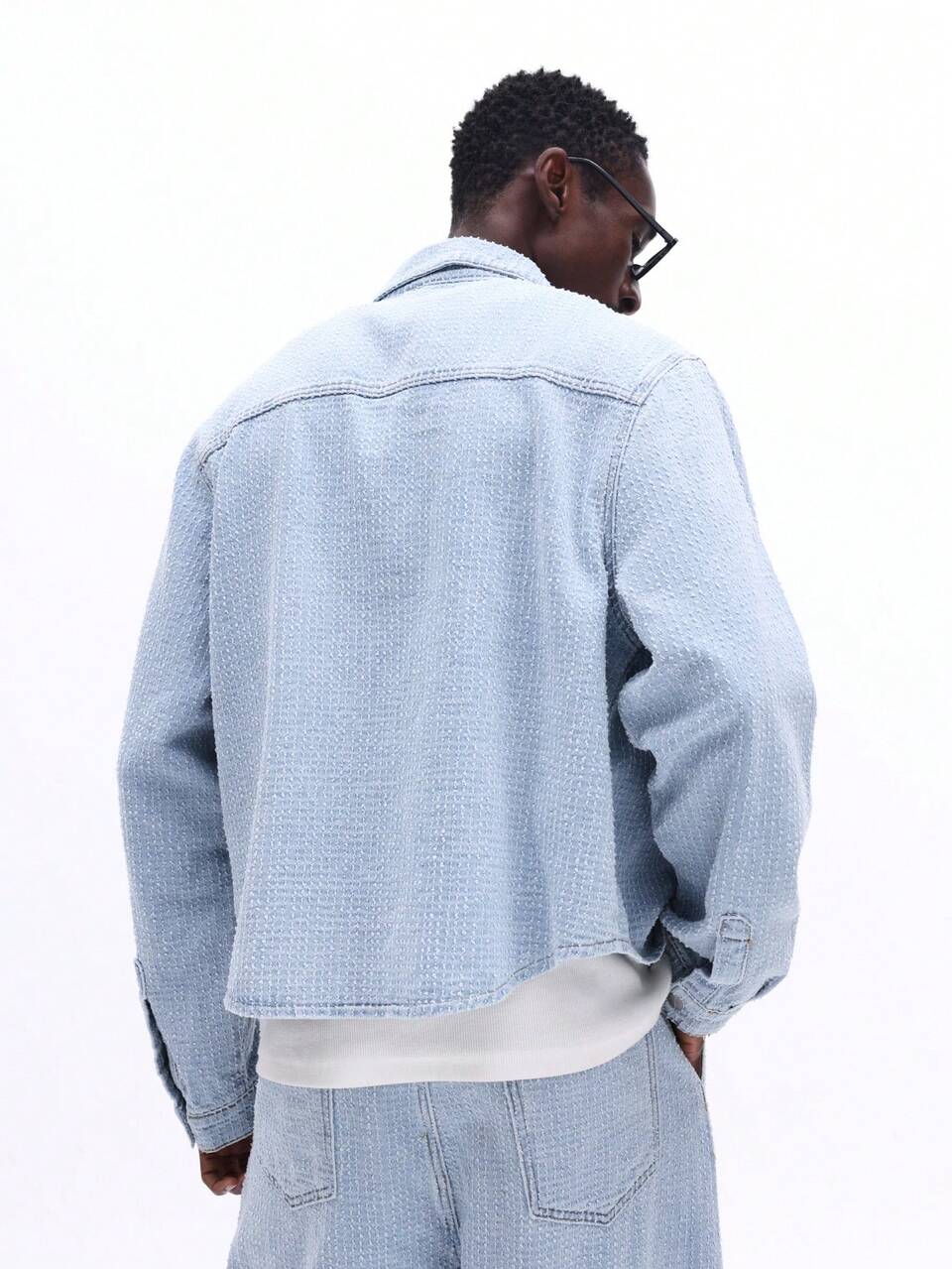 Chemise boutonnée en denim texturé