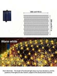 1 Guirnalda de luces solares de malla perfecta para árboles, patios, jardines, fiestas, balcones y decoraciones de pared, con múltiples modos de iluminación intermitente, control de botón, alimentación con panel solar - Multicolor - Ver 11