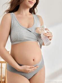 BloomMama Plus Size Maternity Minimalist Solid Color Nursing Bra Maternity Bra Basic Color - Grey - View 6