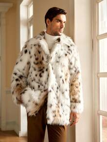 Manfinity NXTstreet Men's Retro Long Sleeve Faux Fur Coat, Fashionable For Autumn/Winter