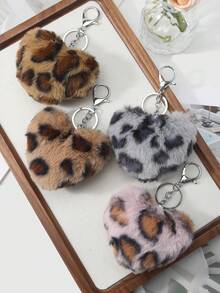 ROMWE J-Fashion 1 Y2k 复古甜美酷炫个性化时尚可爱高品质多色毛绒仿真渐变横向豹纹狐狸毛绒动物迷你尾巴 DIY 钥匙扣配件包包挂件，颜色随机，适合女孩和女士日常佩戴，节日礼物