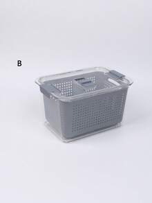 1pc Transparent Food Storage Box, Stackable Refrigerator Storage Box With Lid, Suitable For Fruits, Vegetables, And Food, Transparent Storage Container - Multicolor - View 11