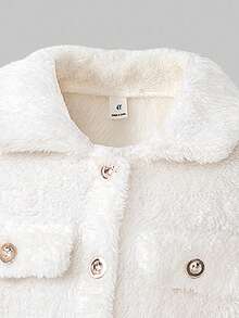 Sweetra Tween Girl Clean Long Sleeve Furry Collar Jacket - White - View 3