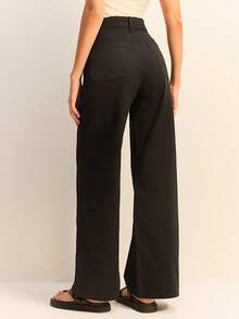 High Waist Wide Leg Jeans - Black - View 2