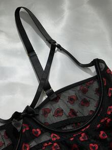 SpicyHot 4pcs Plus Size Sexy Lingerie Set With Underwire, Valentine's Day - Multicolor - View 4