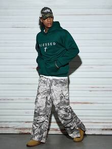 Modcrash Quần cargo nam thời trang in hình lá cây, thiết kế ống loe rộng, quần dài thường ngày ngoài trời với khóa kéo ở gấu quần, phong cách Emo, thập niên 2000, thu xuân hè, retro Mỹ, unisex, dáng rộng thoải mái, phù hợp cho trang phục mùa hè – Thích hợp cho mặc hàng ngày và trang phục nghỉ hè. - Màu be - Xem 8