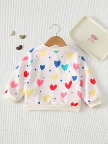 Cozy Pixies 女婴爱心图案针织柔软圆领长袖套头卫衣，适合情人节 - 彩色 - 查看 3
