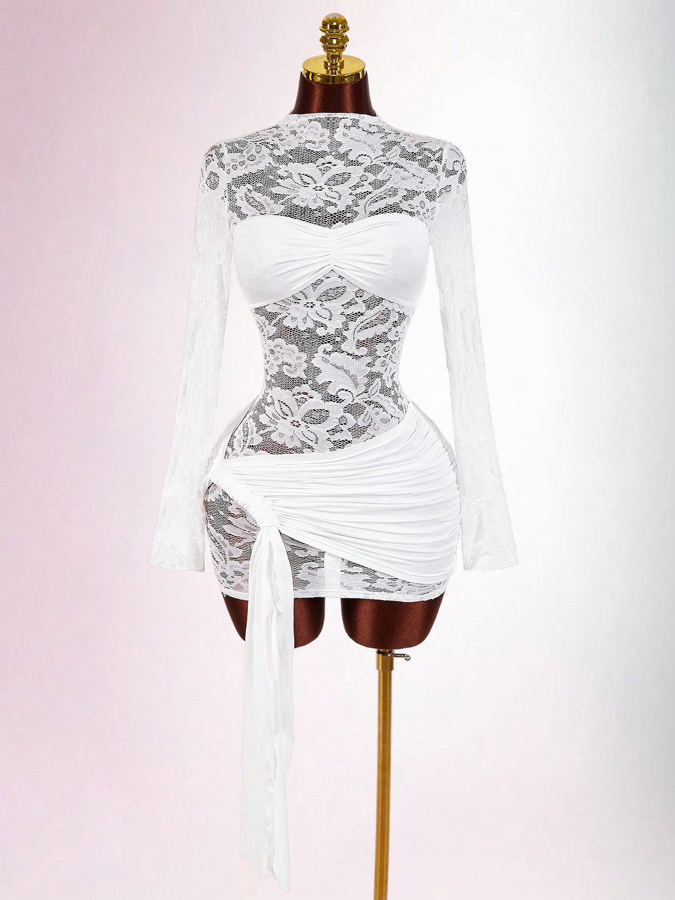 Lace blouse mini dress