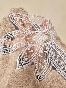 Travachic 秋冬季大码时尚女式串珠套头毛衣 - 杏色 - 查看 7