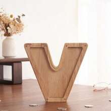 1 件木制英文字母存钱罐，透明木制储蓄罐，26 个英文字母装饰木制存钱罐，精致时尚的节日礼物，适合感恩节生日礼物毕业