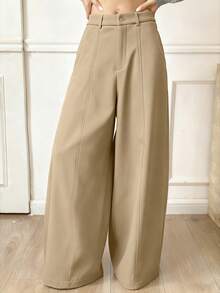 DAZY Solid Color Thermal Lined Thick Harem Pants, Casual Street Style Women's Trousers, Autumn/Winter - Khaki - View 7