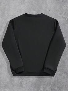 Manfinity ZONE917 ZONE917 超大款做旧“耶稣爱我”印花落肩宽松轻薄黑色针织套头卫衣，送给男朋友的礼物 - 黑色 - 查看 5
