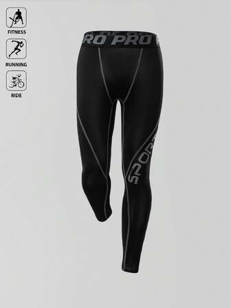 Manfinity Sport Polished Mallas deportivas de estilo "novio" para hombres con gráfico de letras reflectantes y pespunte