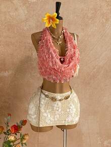 Soleia Áo cánh hở lưng đính đá pha lê cổ khoét sâu gợi cảm mới, thích hợp cho Giáng sinh, Đêm hẹn hò, Câu lạc bộ đêm, Bohemian, Boho, Kỳ nghỉ, Quần áo nữ mùa thu, Cổ điển, Ngày lễ - trái cam - Xem 6