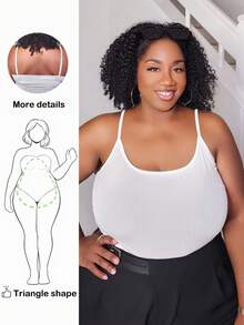 Truni Lacenleopard Plus Size White Knitted Elastic Cami Top, For Pear Triangle Body Shape, For Body Shape, For Summer - White - View 1