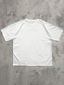 Men's Standard Fit Round Neck Cat Print White Short Sleeve T-Shirt - White - View 2