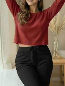 Women Lounge Sets - Negro  Rojo - 查看 5