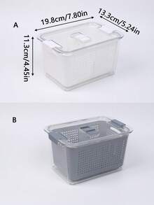 1pc Transparent Food Storage Box, Stackable Refrigerator Storage Box With Lid, Suitable For Fruits, Vegetables, And Food, Transparent Storage Container - Multicolor - View 2