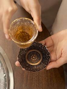 Cirelle 1个复古镂空金属莲花杯垫禅意铜茶垫耐热垫茶道用品家用 - 彩色 - 查看 6