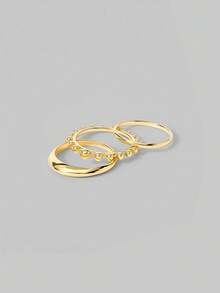 Aloruh 6pcs/Set Simple European And American Style Twisted Double-Layer Personalized Luxury Women's Daily Wear Ring - Yellow Gold - View 5