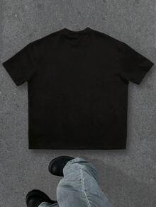 Manfinity ZONE917 ZONE917 Loose Fit Muscular Sexy Body Print Black Drop Shoulder T-Shirt (High Quality) Strong Physique Shirt - Black - View 5