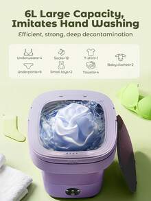 Teckwe Foldable Washing Machine,Portable Bucket-Type Fully Automatic Washing And Drying Machine With 3 Modes Deep Cleaning Of Underwear,Baby Clothes And Other Small Clothes.Suitable For Apartments Dormitories Hotel 6L - UK Plug