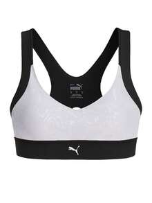 Puma Reflective All Over Print Women's Running Bra Black - Black and White - View 1
