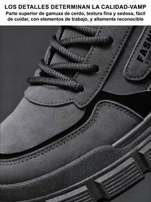 Botas de montaña para hombre,Botas de trabajo duraderas,Novedades de otoño: zapatillas deportivas de moda para papá, de color liso, con suela gruesa antideslizante y resistente,botas, zapatos deportivos para exteriores, botas de senderismo, exploración, construcción, granja, vaquero, versátil - Gris - Ver 6