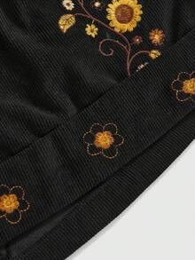 ROMWE Hippie Quần short túi thêu hoa cổ điển cỡ lớn, trang phục mùa hè thanh lịch - màu đen - Xem 4