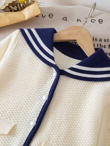 Navy Blue School Girl 2pcs Set, Autumn Back-To-School Outfit, Knitted Cardigan With Sailor Collar And Pleated Skirt, Japanese School Uniform For Young Girls - Royal Blue - View 7