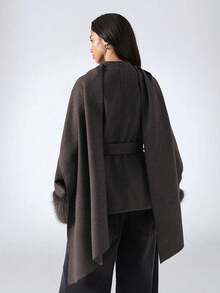 LYSMO 2025 New Arrive Minimalism Fall Winter Women's Elegant Shawl Collar Coat, Autumn/Winter Brown Coat Women Fall Coat Brown Coats,Women's Winter - Brown - View 2